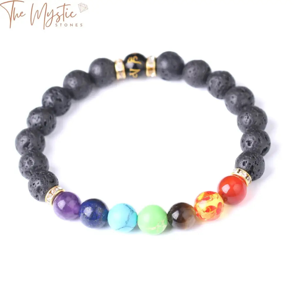 Chakra Balance 8Mm Black Lava Stone Bracelet