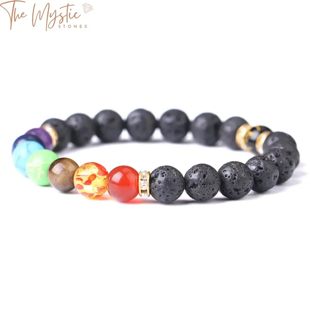 Chakra Balance 8Mm Black Lava Stone Bracelet