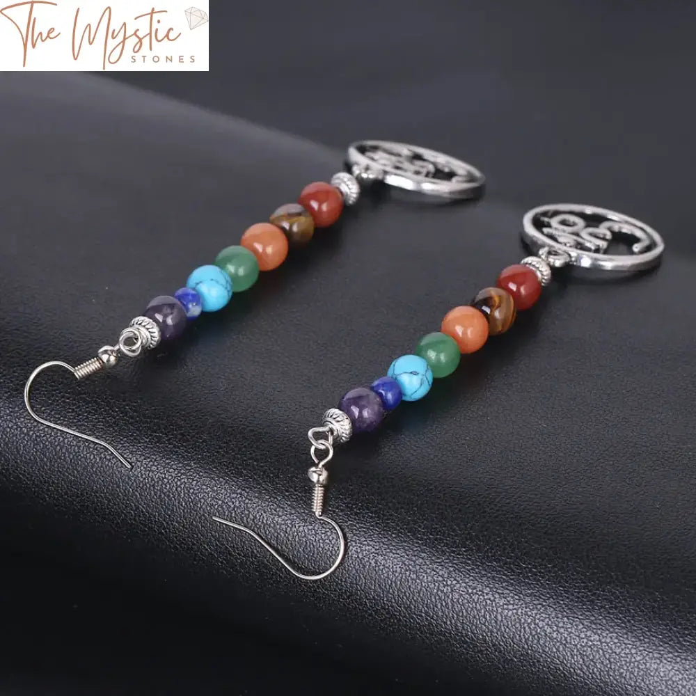 Chakra Bead Fringe Drop Earrings E708