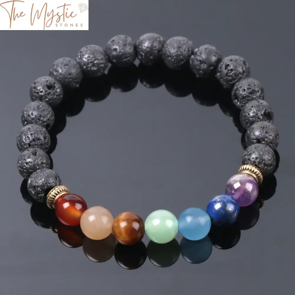 Chakra & Black Lava Men’s Bracelet