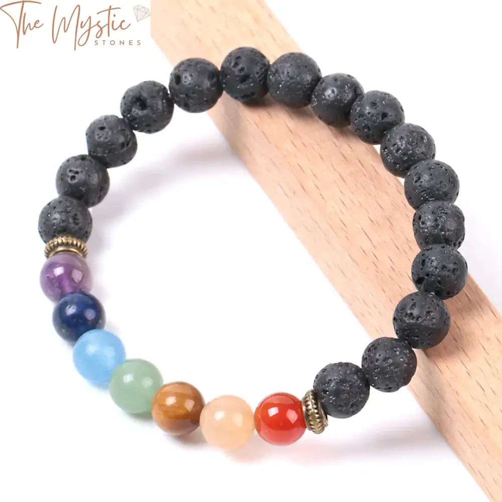 Chakra & Black Lava Men’s Bracelet