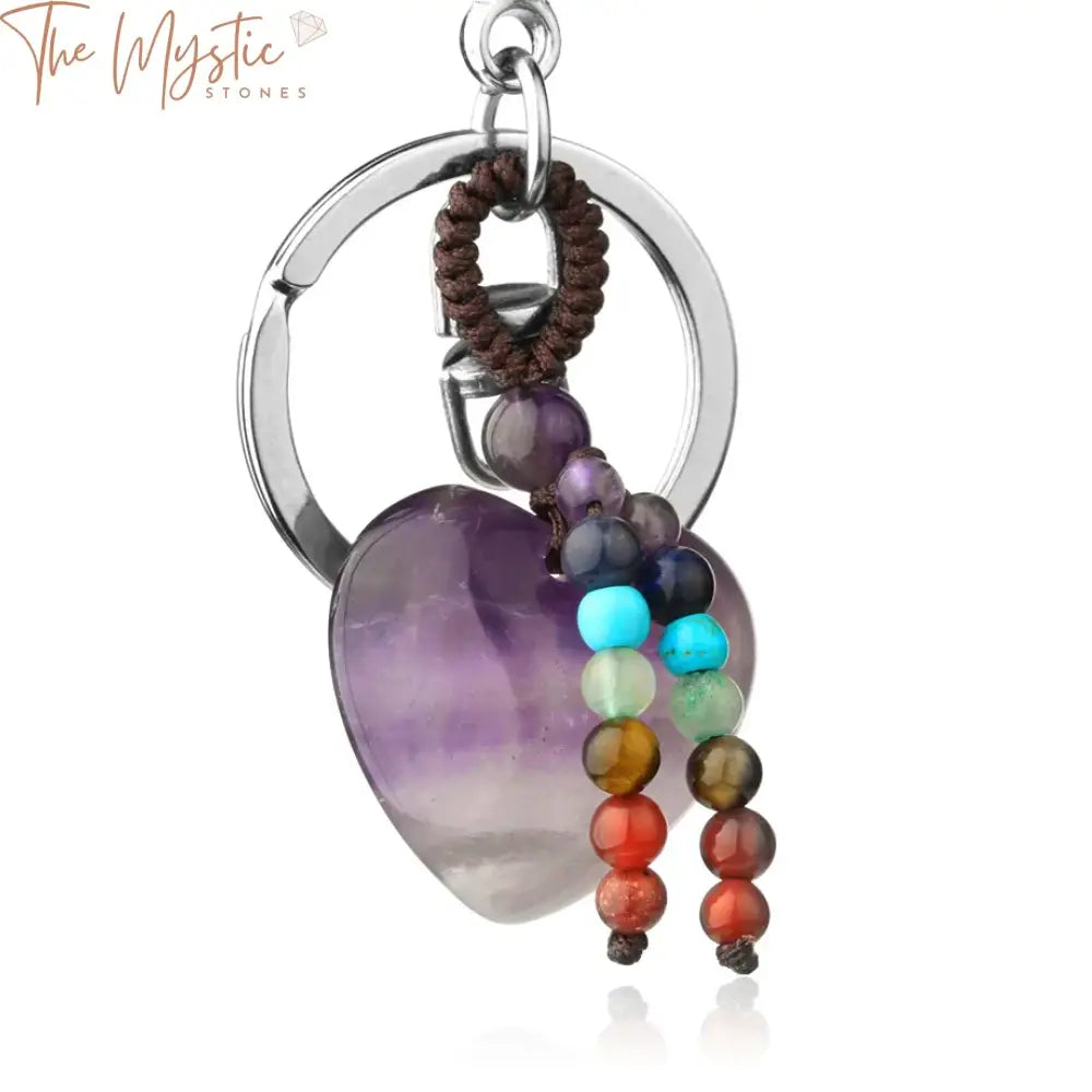 Chakra Crystal Keychain - Heart Shaped Natural Stones