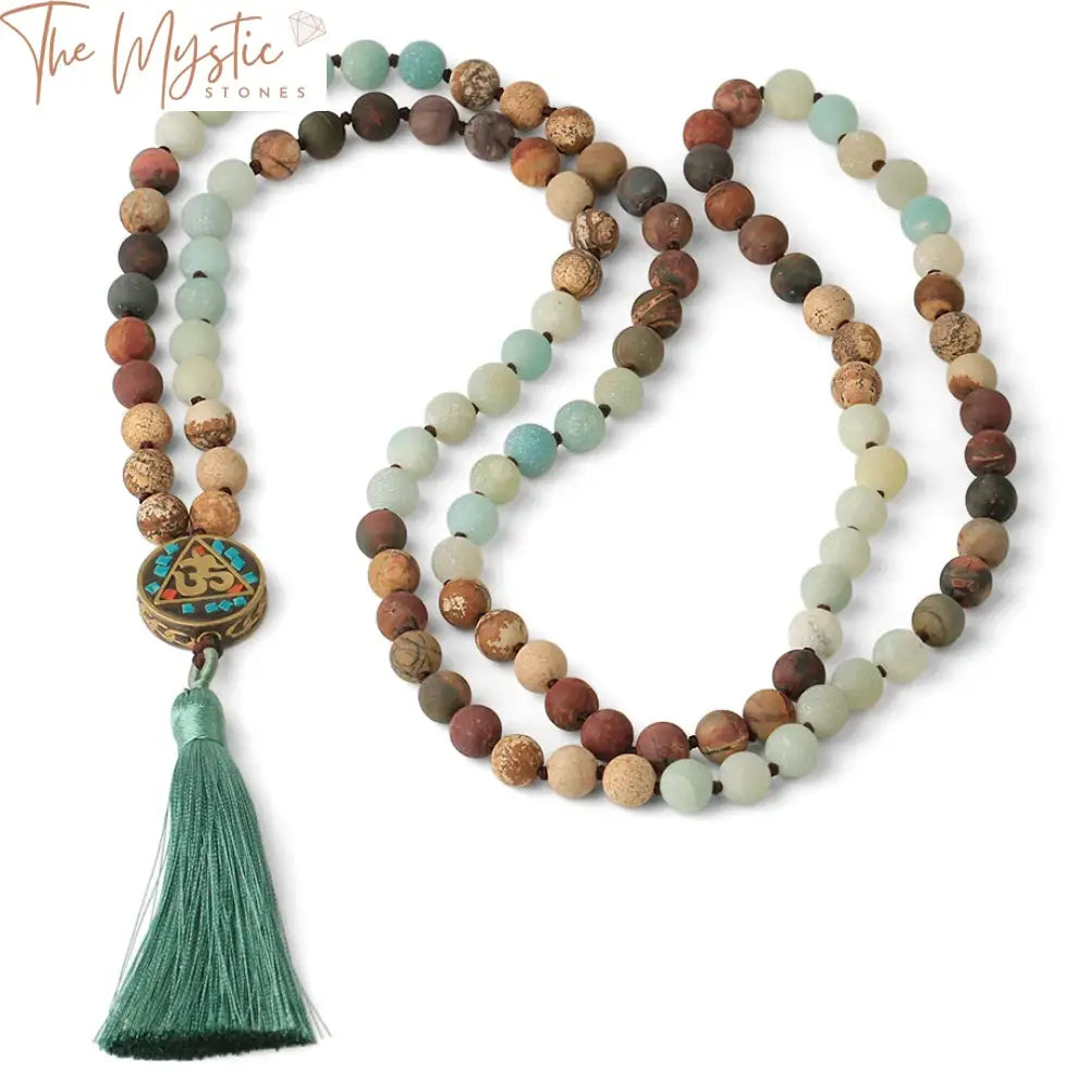 Chakra Crystal Mala Necklace With Aum Pendant