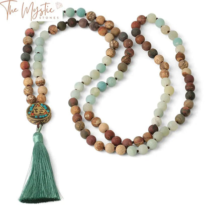 Chakra Crystal Mala Necklace With Aum Pendant