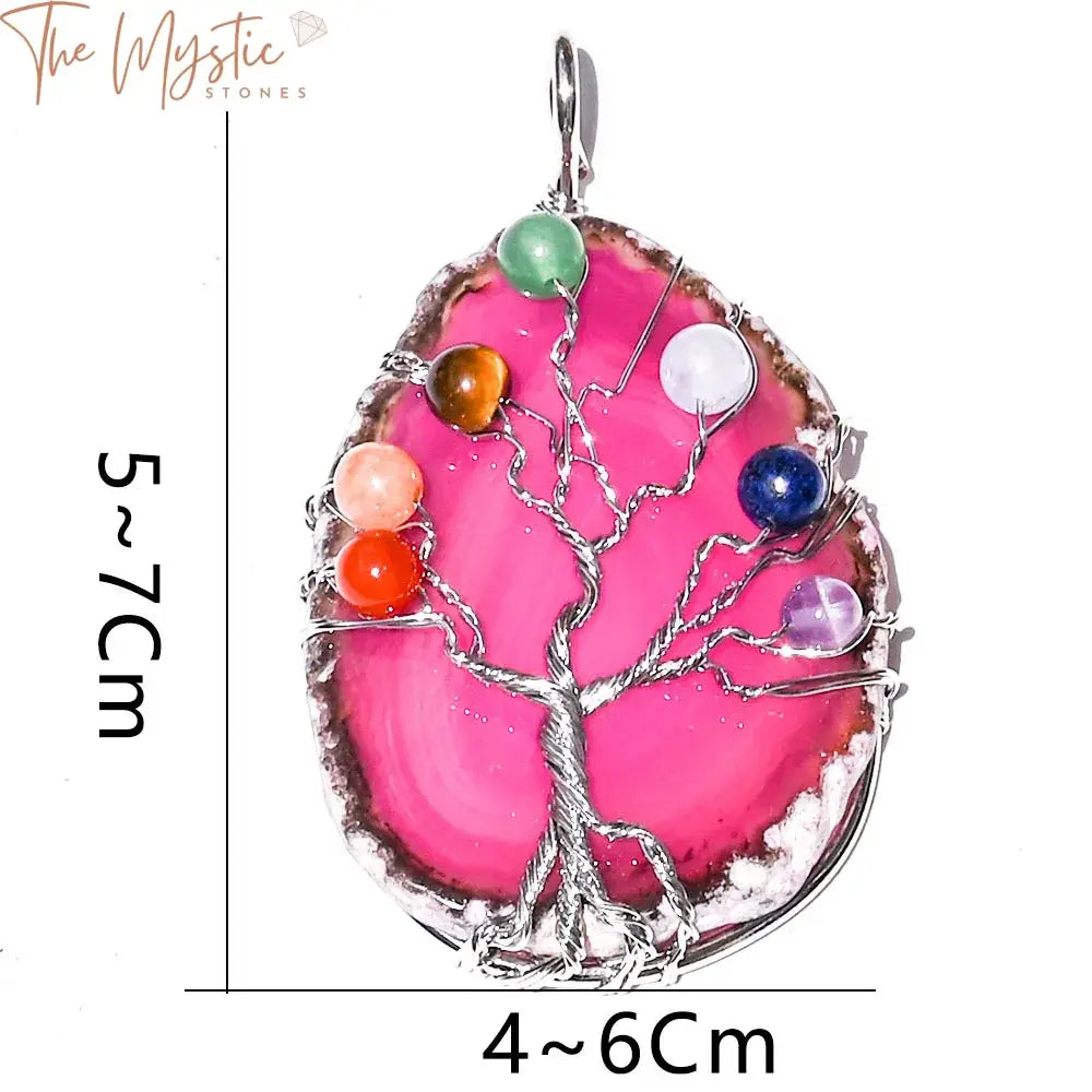 Chakra Crystal Tree Of Life Agate Geode Hanging Ornament