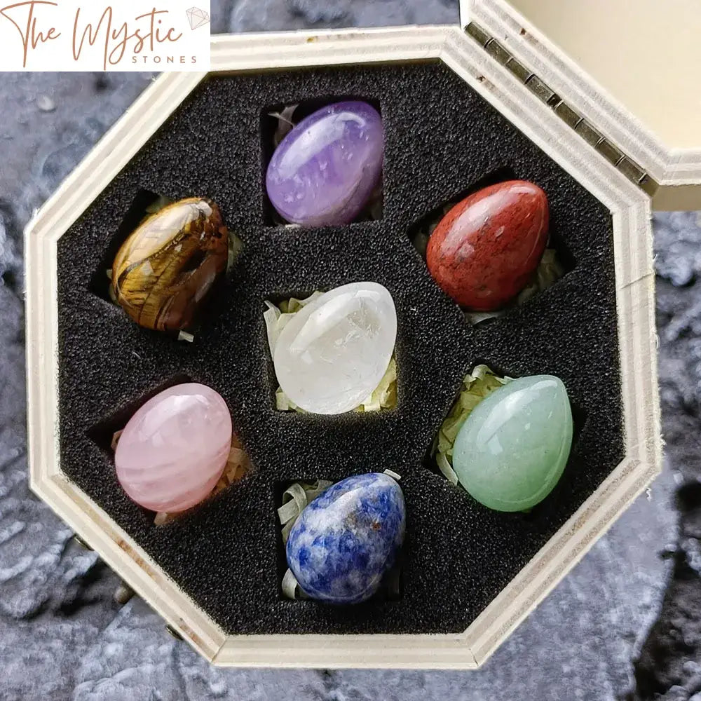 Chakra Egg Healing Kit - Mixed Gemstone Collection With Wooden Box