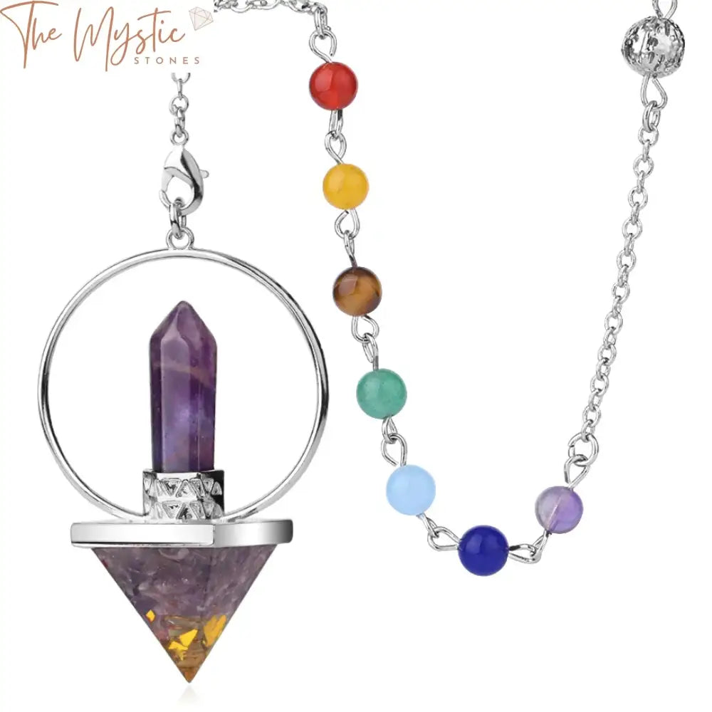 Chakra Energy Pyramid Pendulum With Silver Crystal Pendant