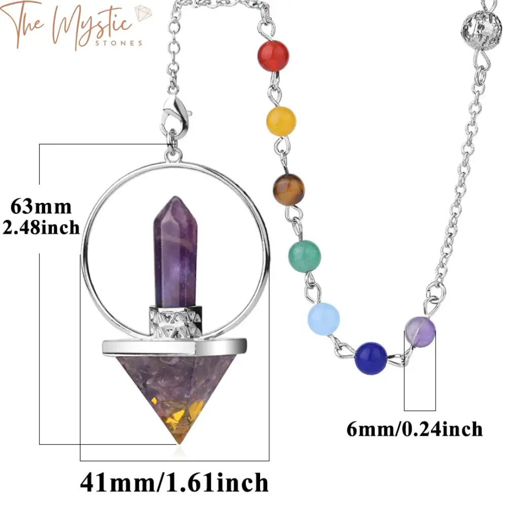 Chakra Energy Pyramid Pendulum With Silver Crystal Pendant