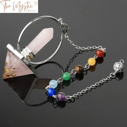 Chakra Energy Pyramid Pendulum With Silver Crystal Pendant