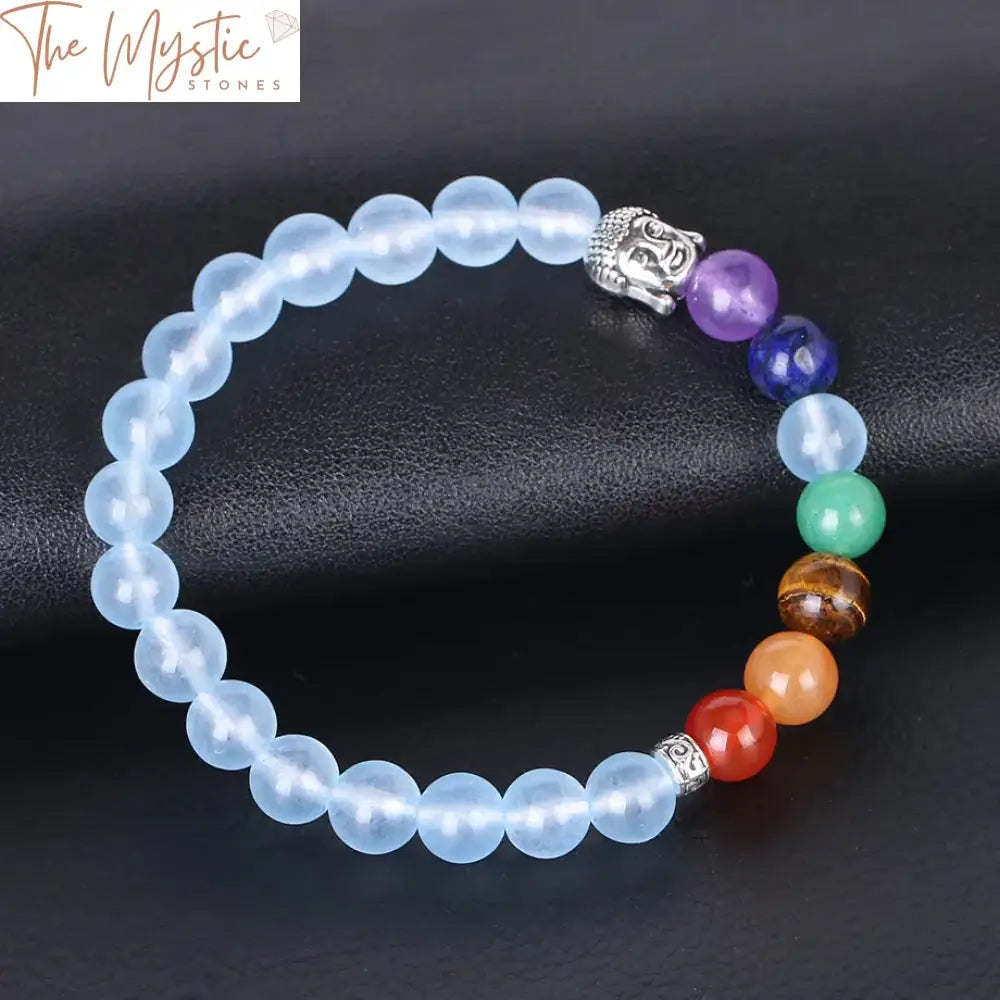 Chakra Gemstone Meditation Bracelet With Tiger Eye And Blue Buddha