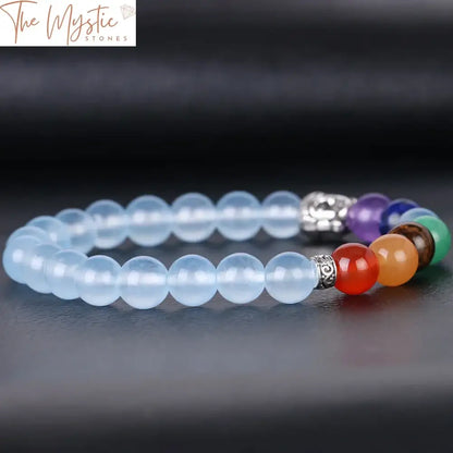 Chakra Gemstone Meditation Bracelet With Tiger Eye And Blue Buddha