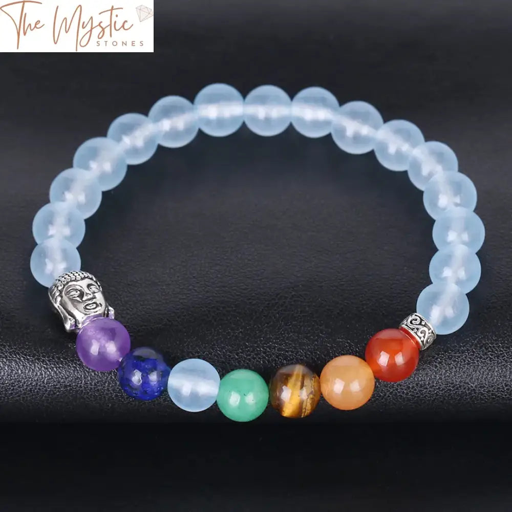 Chakra Gemstone Meditation Bracelet With Tiger Eye And Blue Buddha