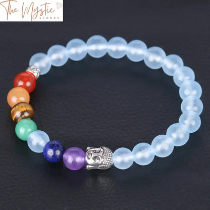 Chakra Gemstone Meditation Bracelet With Tiger Eye And Blue Buddha