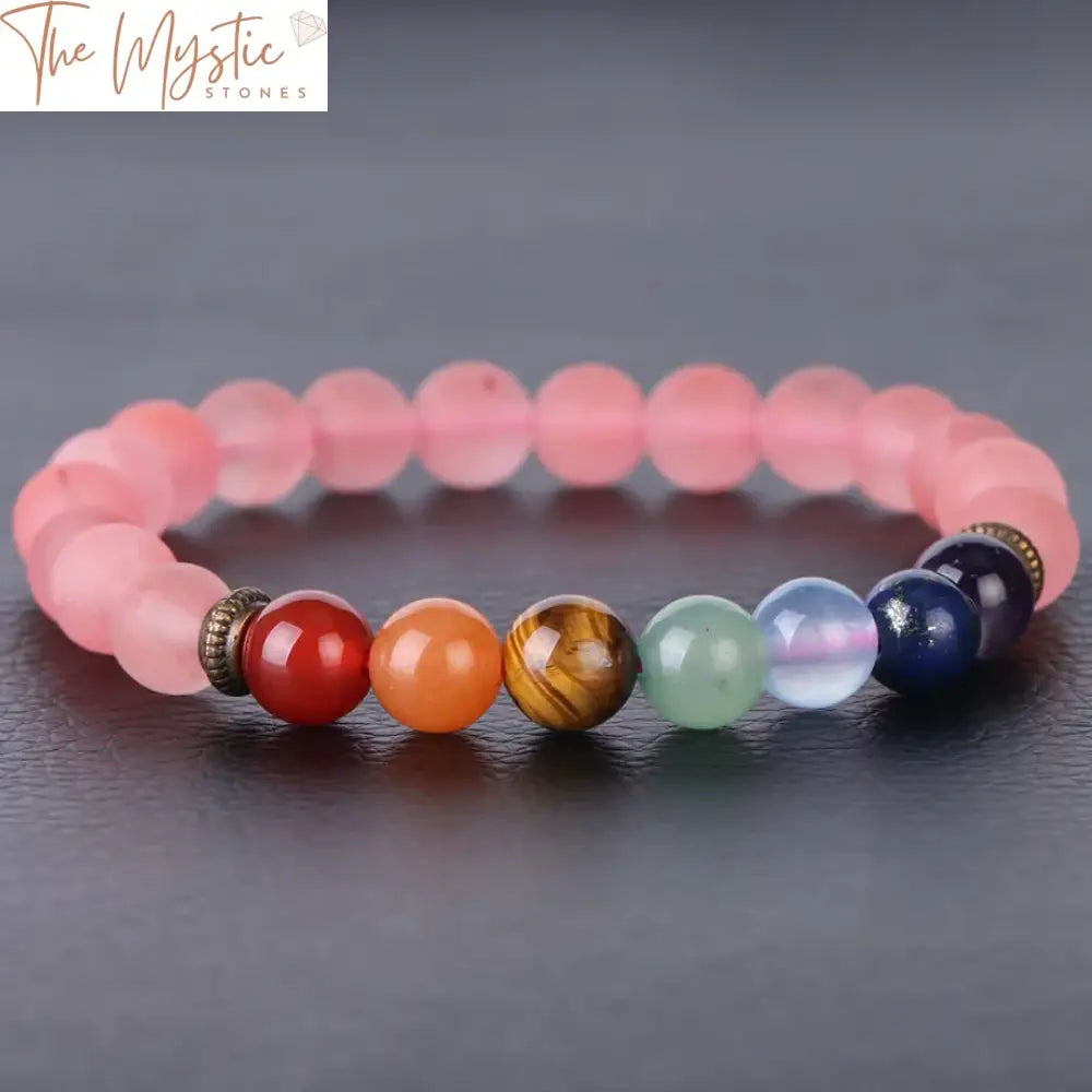 Chakra Healing Balance Bracelet With Antique Copper And Frosted Beads