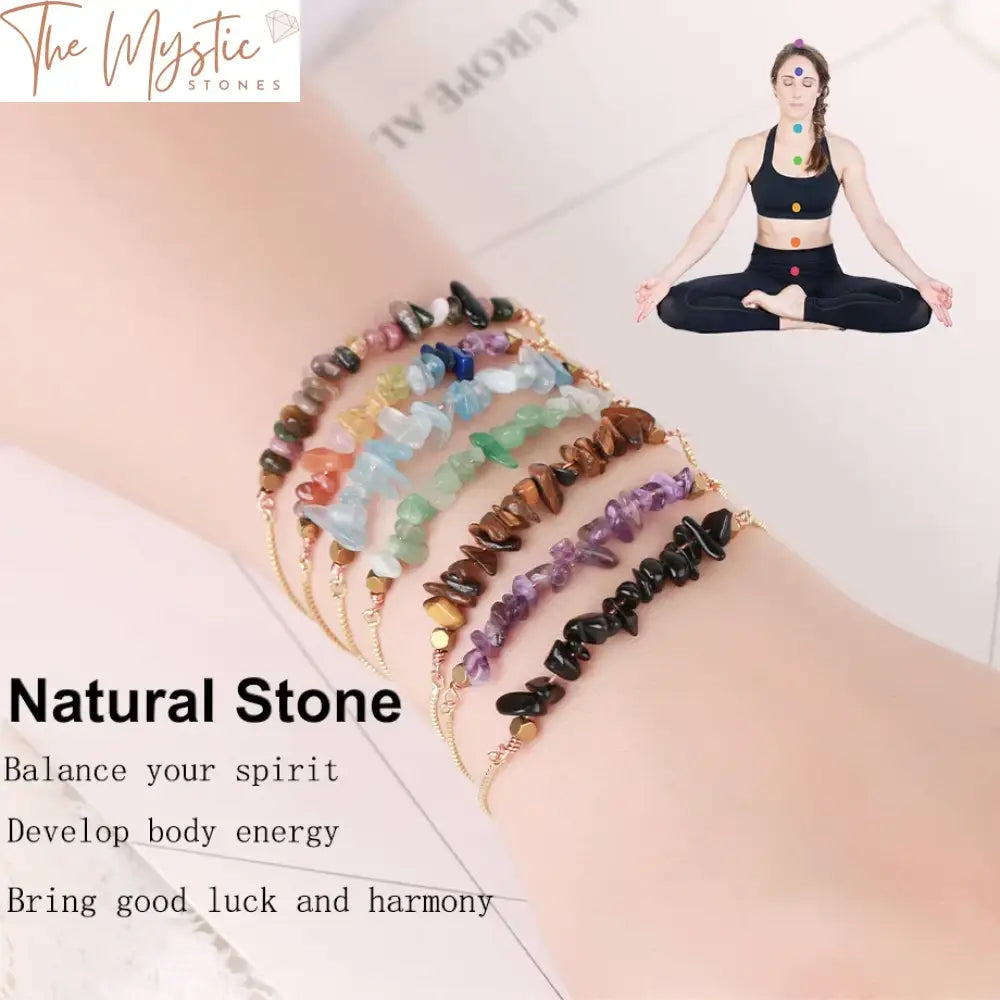 Chakra Healing Chip Stone Bracelet