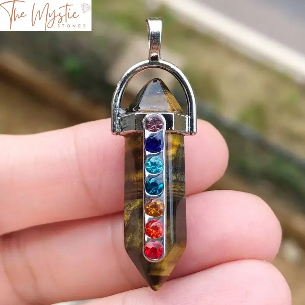 Chakra Healing Crystal Wand Pendant With Natural Stones