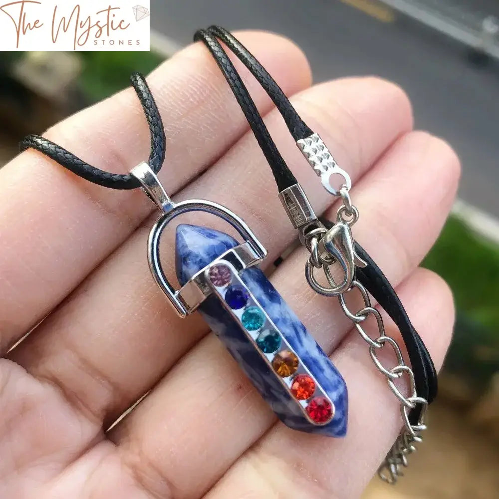 Chakra Healing Crystal Wand Pendant With Natural Stones