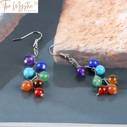 Chakra Healing Gemstone Drop Earrings