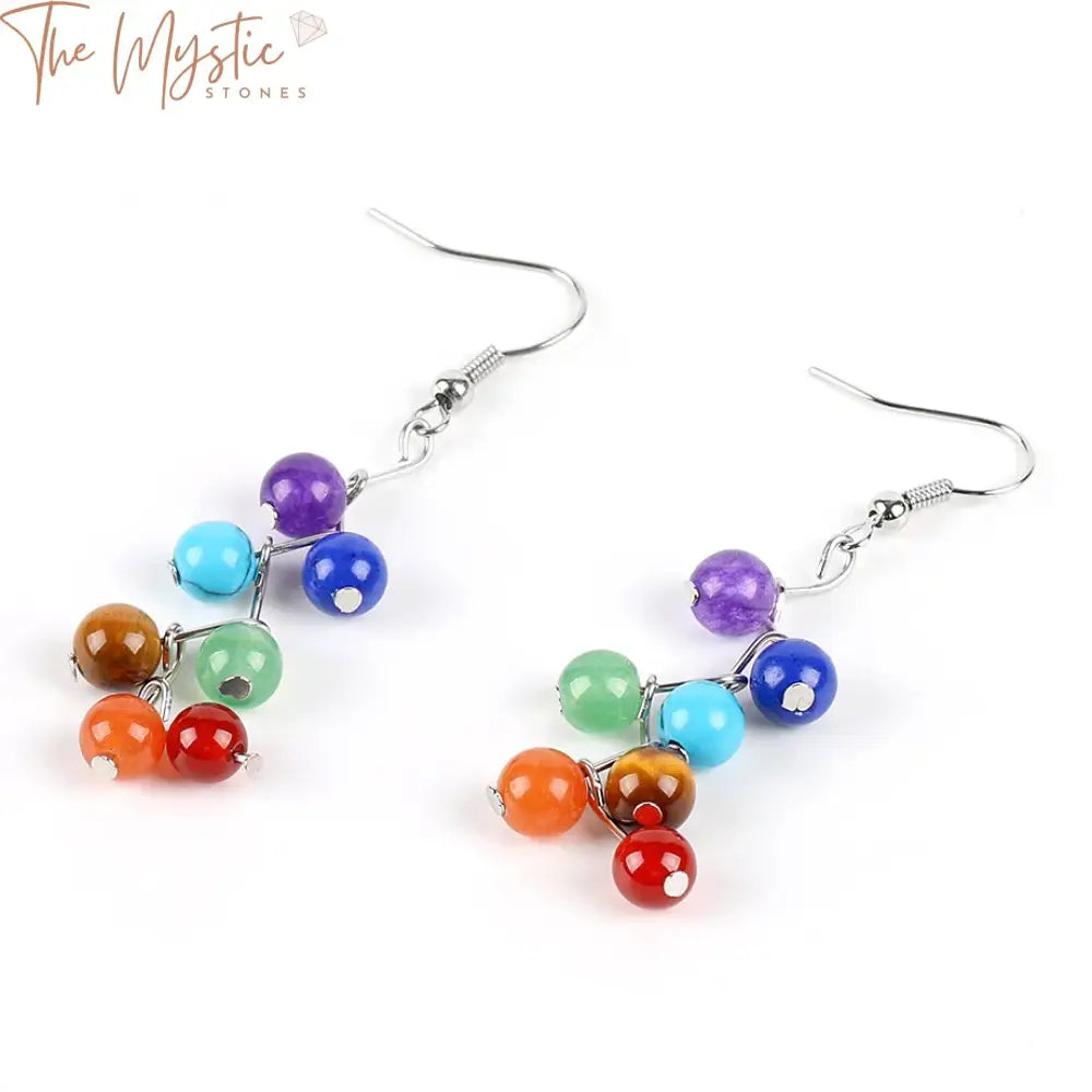 Chakra Healing Gemstone Drop Earrings