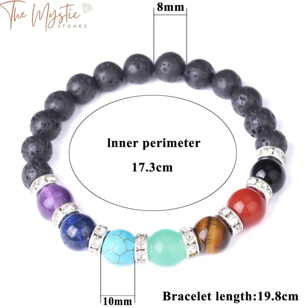 Chakra Healing Lava Stone Bracelet