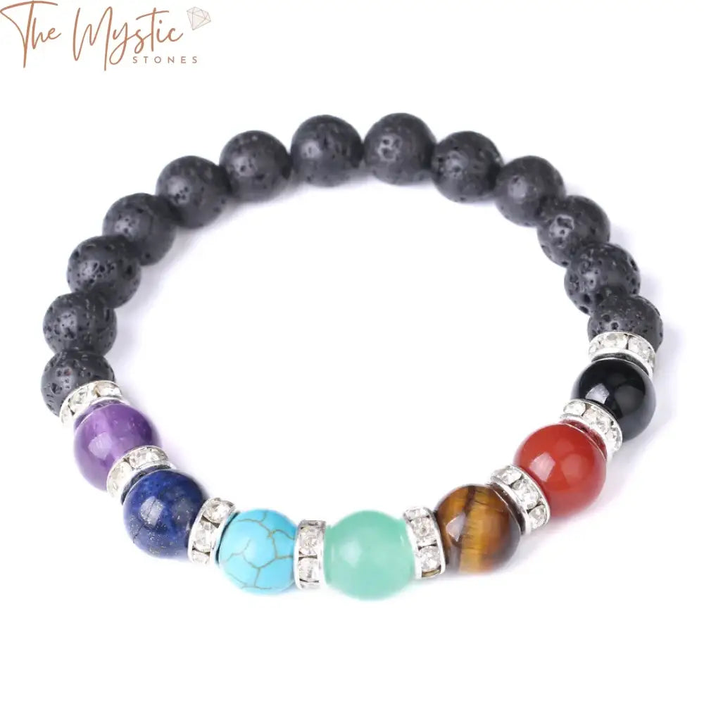 Chakra Healing Lava Stone Bracelet