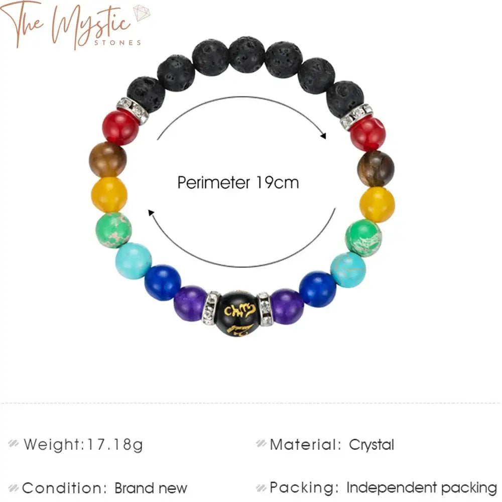 Chakra Healing Lava Stone Bracelet