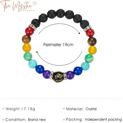 Chakra Healing Lava Stone Bracelet