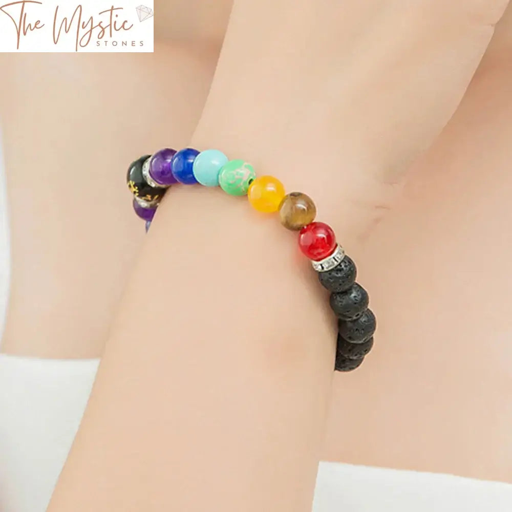 Chakra Healing Lava Stone Bracelet