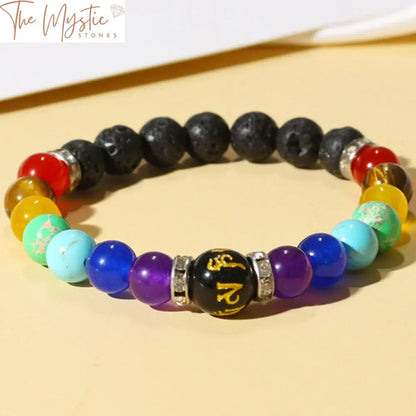 Chakra Healing Lava Stone Bracelet