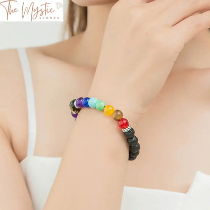 Chakra Healing Lava Stone Bracelet