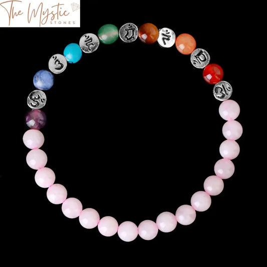 A bracelet made of natural stone beads with 6mm size, featuring a combination of healing 7 Chakra crystals.