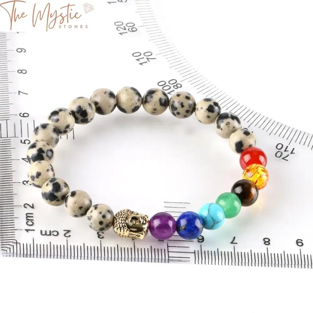 Chakra Healing Stone Bracelet With Om & Buddha Charms