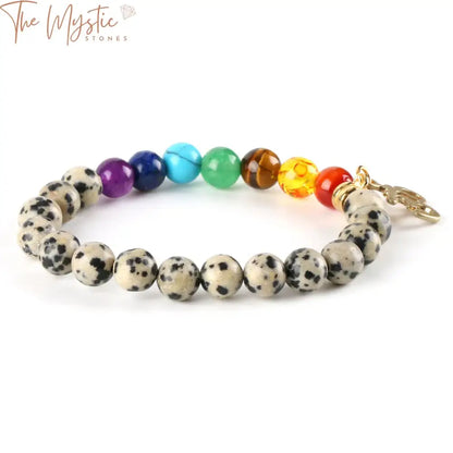 Chakra Healing Stone Bracelet With Om & Buddha Charms