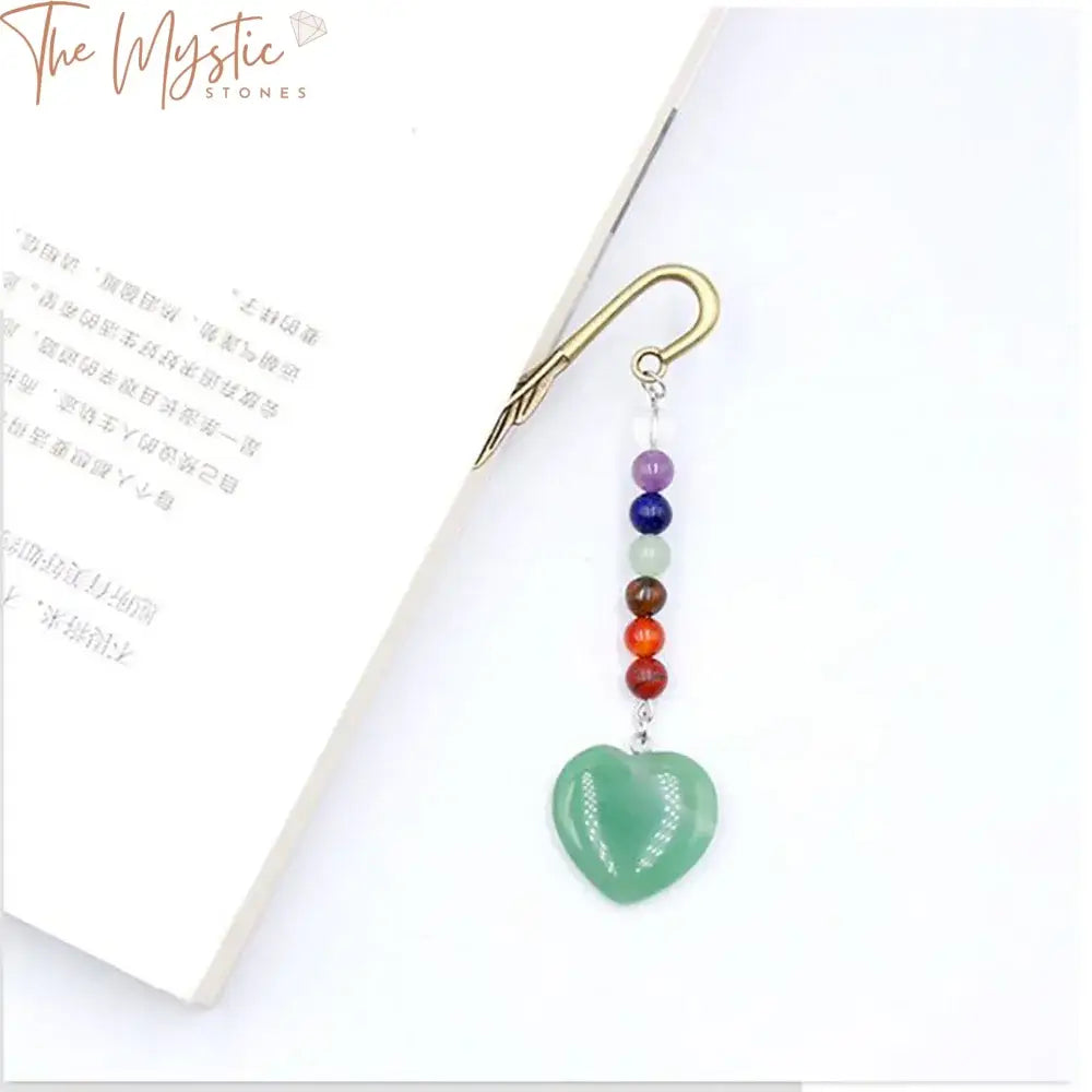 Chakra Heart Crystal Feather Bookmark