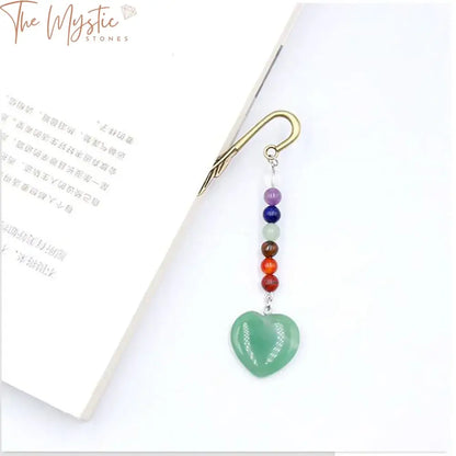 Chakra Heart Crystal Feather Bookmark