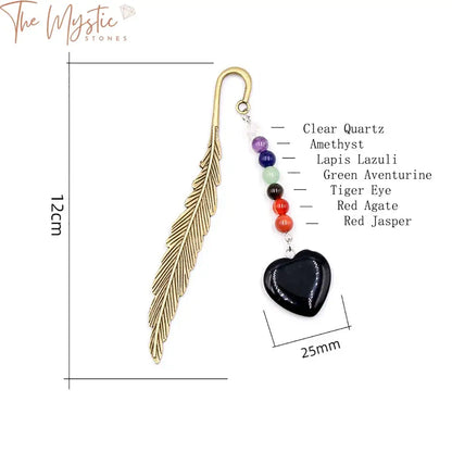 Chakra Heart Crystal Feather Bookmark