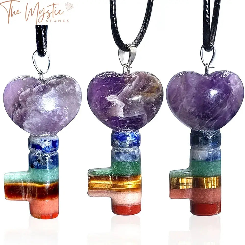 Chakra Heart Key Crystal Pendant