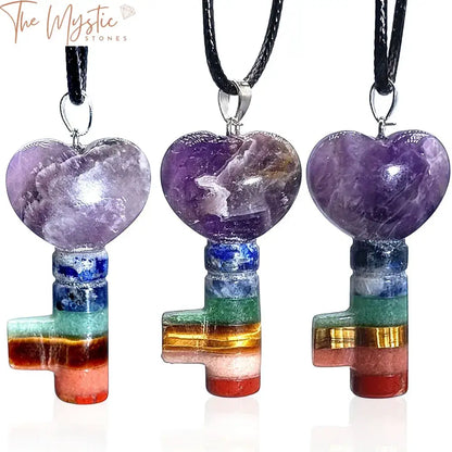 Chakra Heart Key Crystal Pendant