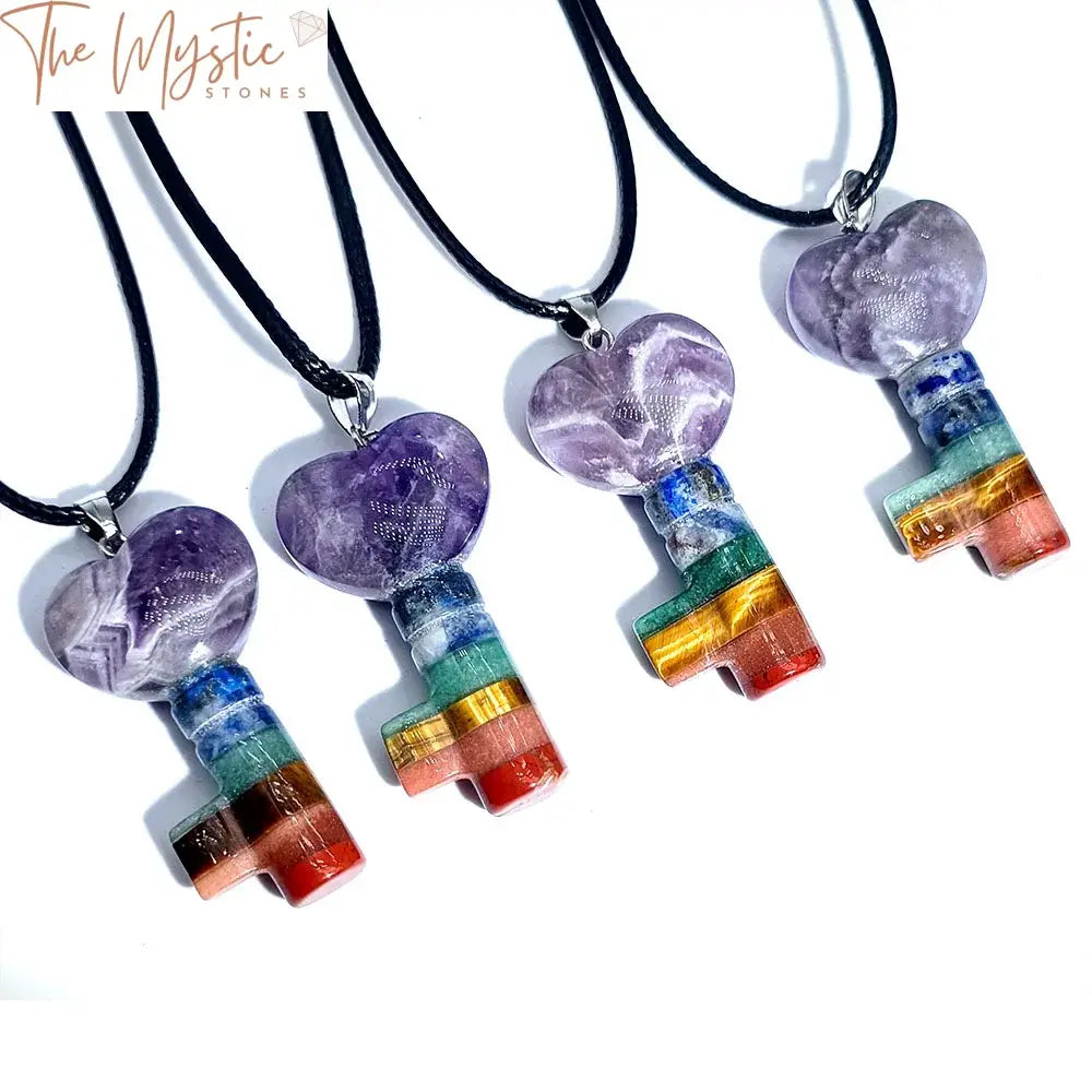 Chakra Heart Key Crystal Pendant