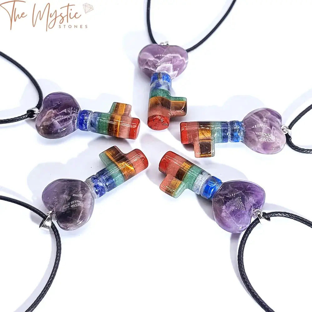 Chakra Heart Key Crystal Pendant