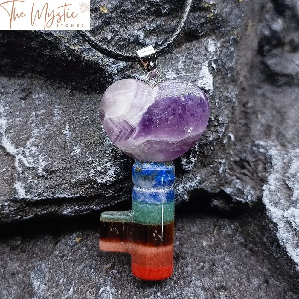 Chakra Heart Key Crystal Pendant