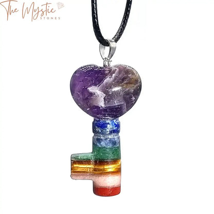 Chakra Heart Key Crystal Pendant