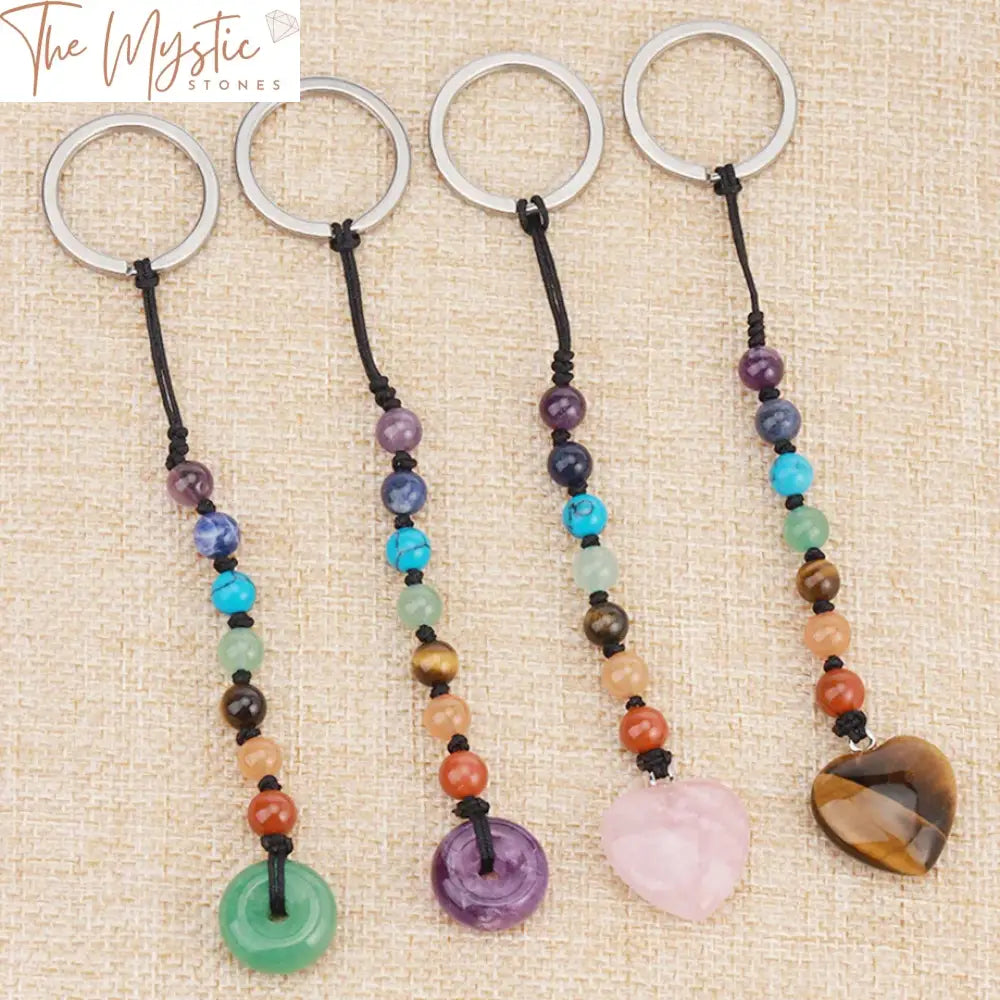 Chakra Heart & Mushroom Crystal Keyring