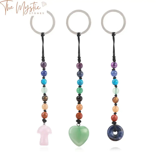 Chakra Heart & Mushroom Crystal Keyring