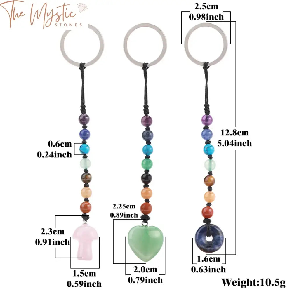 Chakra Heart & Mushroom Crystal Keyring