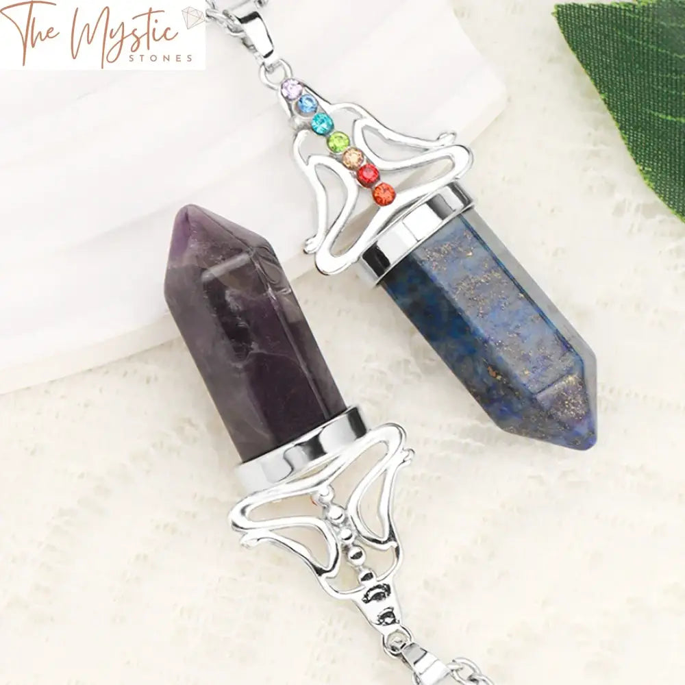 Chakra Hexagonal Stone Pendant Necklace