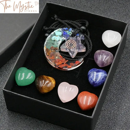 Chakra Love Heart & Orgonite Star Moon Pendant