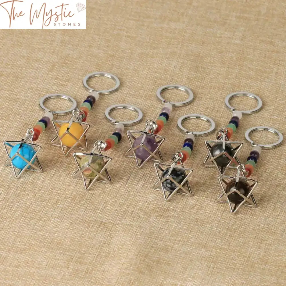 Chakra Merkaba Stone Keychain