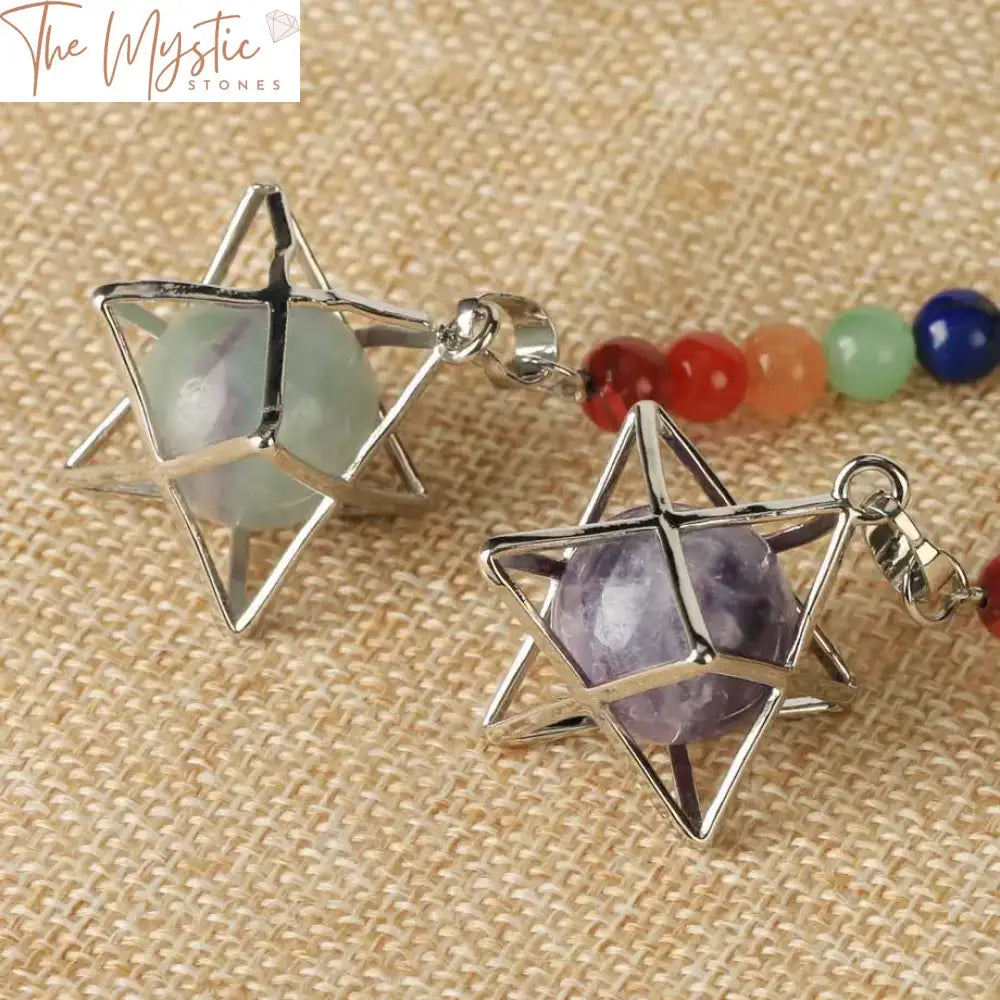 Chakra Merkaba Stone Keychain