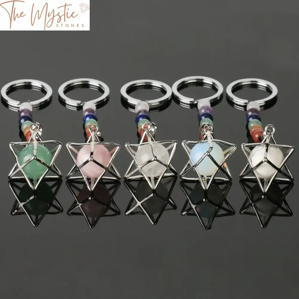 Chakra Merkaba Stone Keychain